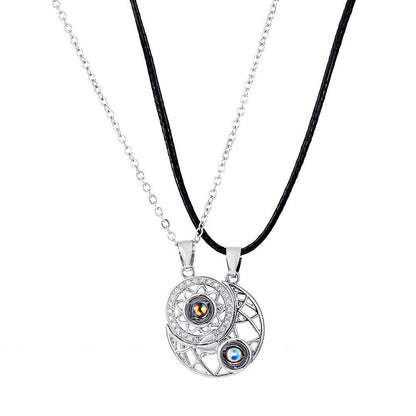 I Love You in 100 Languages Sun and Moon BFF Necklace