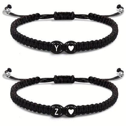 Initial Heart Couple String Bracelet