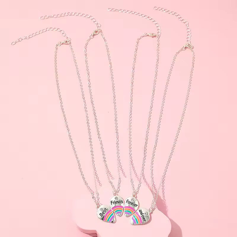 Best Friends Forever And Ever Rainbow Necklace for 4