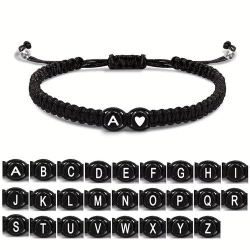Initial Heart Couple String Bracelet
