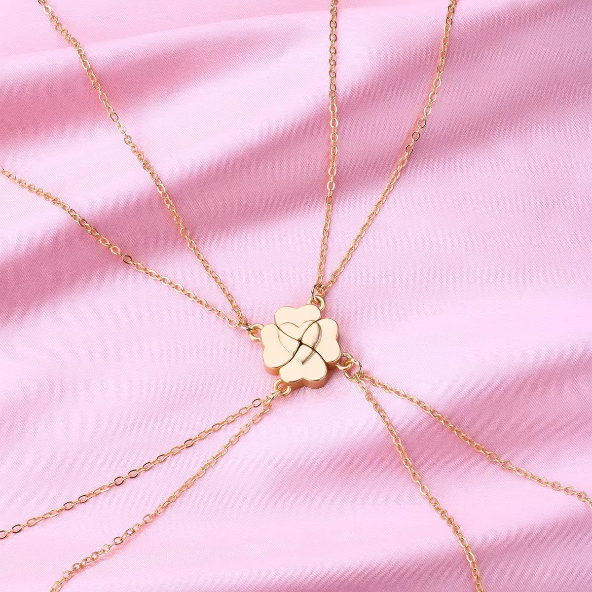 Four-Leaf Clover Heart Magnetic Necklace